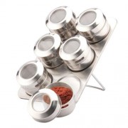 Set condimente din inox - dreptunghiular - 7 piese