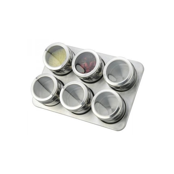 Set Condimente Grunberg cu Suport Magnetic,7 piese, Inox