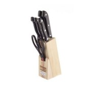 Set cutite bucatarie Ertone cu lama din otel Inoxidabil,suport lemn,7 piese