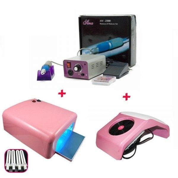 SET KIT LAMPA UV 36W + PILA ELECTRICA + ASPIRATOR MANICHIURA