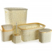 Set pentru baie din plastic 5 piese,crem