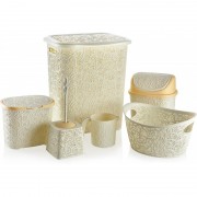 Set pentru baie din plastic 6 piese,crem