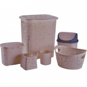 Set pentru baie din plastic 6 piese,roz