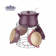 Set Supiera si 4 Boluri Ceramică cu Suport si Polonic Domba Peterhof, 1.5 Litri, 4 x 400 ml