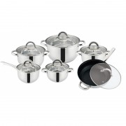 Set vase gatit inox Grunberg 12 piese, capace sticla