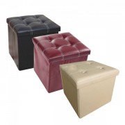 Taburet cu Spatiu Depozitare, 38 x 38 cm, piele ecologica,diverse culori