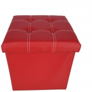 Taburet cu Spatiu Depozitare, 38 x 38 cm, piele ecologica,Rosu