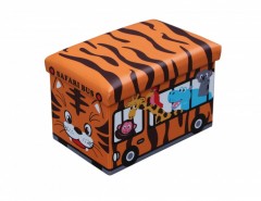 Taburet cu spatiu depozitare 48 x 32 x 32 cm, imprimeu Safari Bus