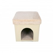 Taburet cu Spatiu Depozitare si vizuina animale, 38x38x38 cm, piele ecologica,bej