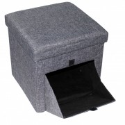 Taburet Textil cu Spatiu Depozitare, 38 x 38 cm, gri