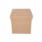 Taburet Textil cu Spatiu Depozitare si buzunare, 38 x 38 cm,crem