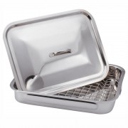 Tava din inox pentru cuptor cu gratar si capac,38 x 28 x 6 cm