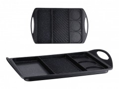 Tava Grill din Aluminiu 3 in 1 cu interior Granit, 42 cm