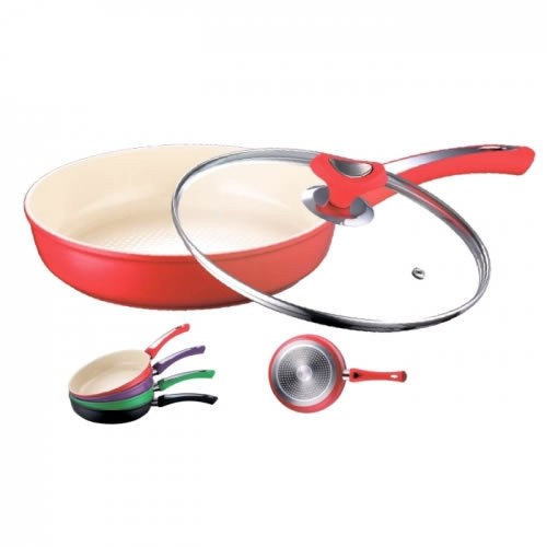 Tigaie aluminiu cu interior din ceramica,capac sticla,24 cm