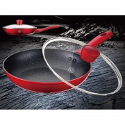 Tigaie aluminiu cu interior din Granit şi capac sticla,28 cm, 2 piese,6 straturi