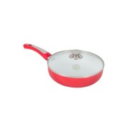 Tigaie ceramica Grunberg, 24 cm, Capac, Rosu