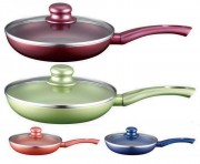Tigaie din aluminiu cu interior din teflon si invelis exterior colorat