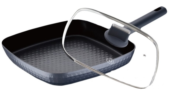 Tigaie Grill cu Interior Diamond si Capac Sticla Meisterklasse,28 cm