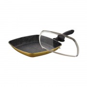 Tigaie Grill cu interior din Granit si Capac Sticlă Zillinger, 28 cm