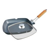 Tigaie Grill Grunberg din Aluminiu cu interior teflon si maner detasabil, 24 cm