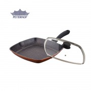Tigaie Grill Interior din Granit şi Capac Sticlă Rame Peterhof, 28 cm