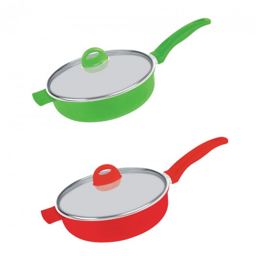 Tigaie inalta din aluminiu cu interior ceramic de culoare alba DK-3201