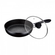 Tigaie Peterhof din aluminiu cu înveliș granit și capac sticla, 22 cm