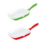 Tigaie tip grill din aluminiu cu interior ceramic de culoare alba
