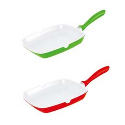 Tigaie tip grill din aluminiu cu interior ceramic de culoare alba