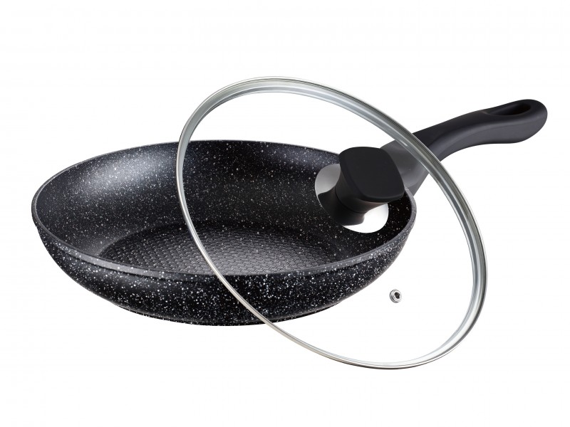 Tigaie Valentina Peterhof din alumiu cu invelis granit, capac sticla, 28 cm