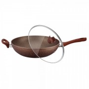 Tigaie Wok Peterhof din Aluminiu cu interior granit, manere bachelita și capac sticla, 34 cm