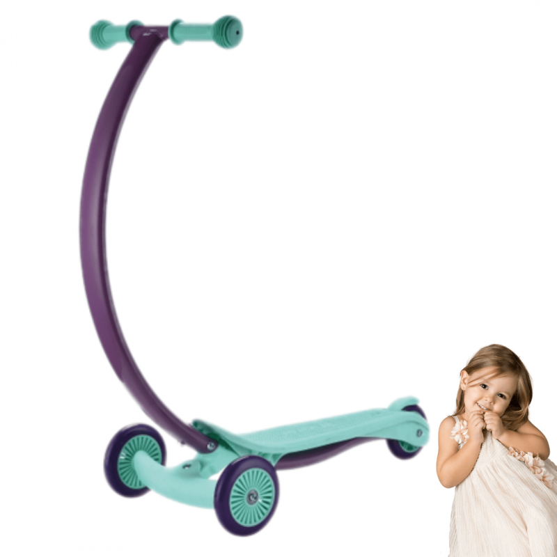 Trotineta Pliabila cu 3 Roti,Forma C,cadru aluminiu, turcoaz