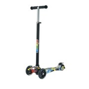 Trotineta Pliabila cu 4 Roti luminoase,cadru aluminiu, negru