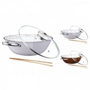 Tigaie wok fonta cu suport si capac Peterhof,32 cm